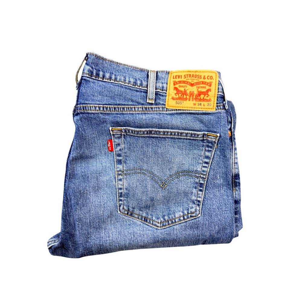 Levis 505 Regular Fit Jeans Mens 38x30 Medium Wash Blue Denim 00505-2959